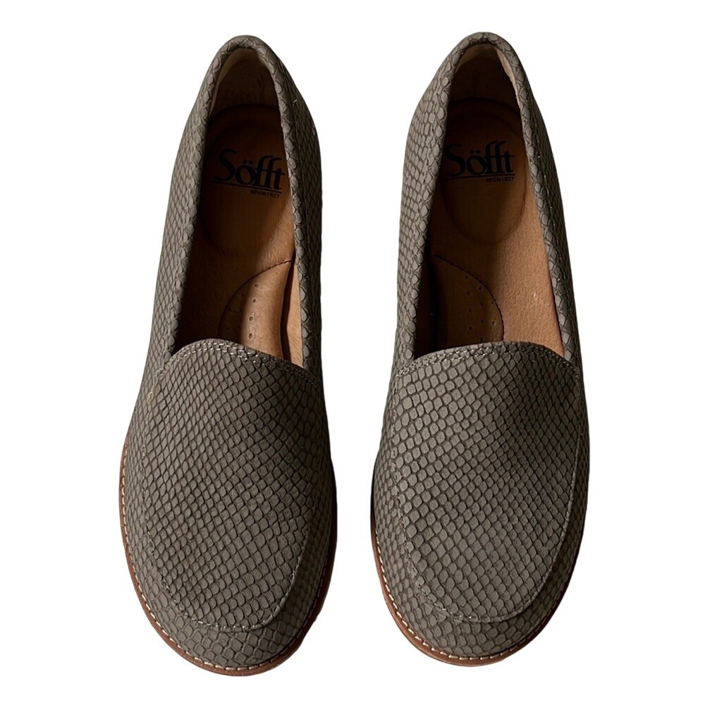 Sofft Women's Snare Grey Napoli Snake Print Nubuck Loafer Sz 6.5 Comfort Driving